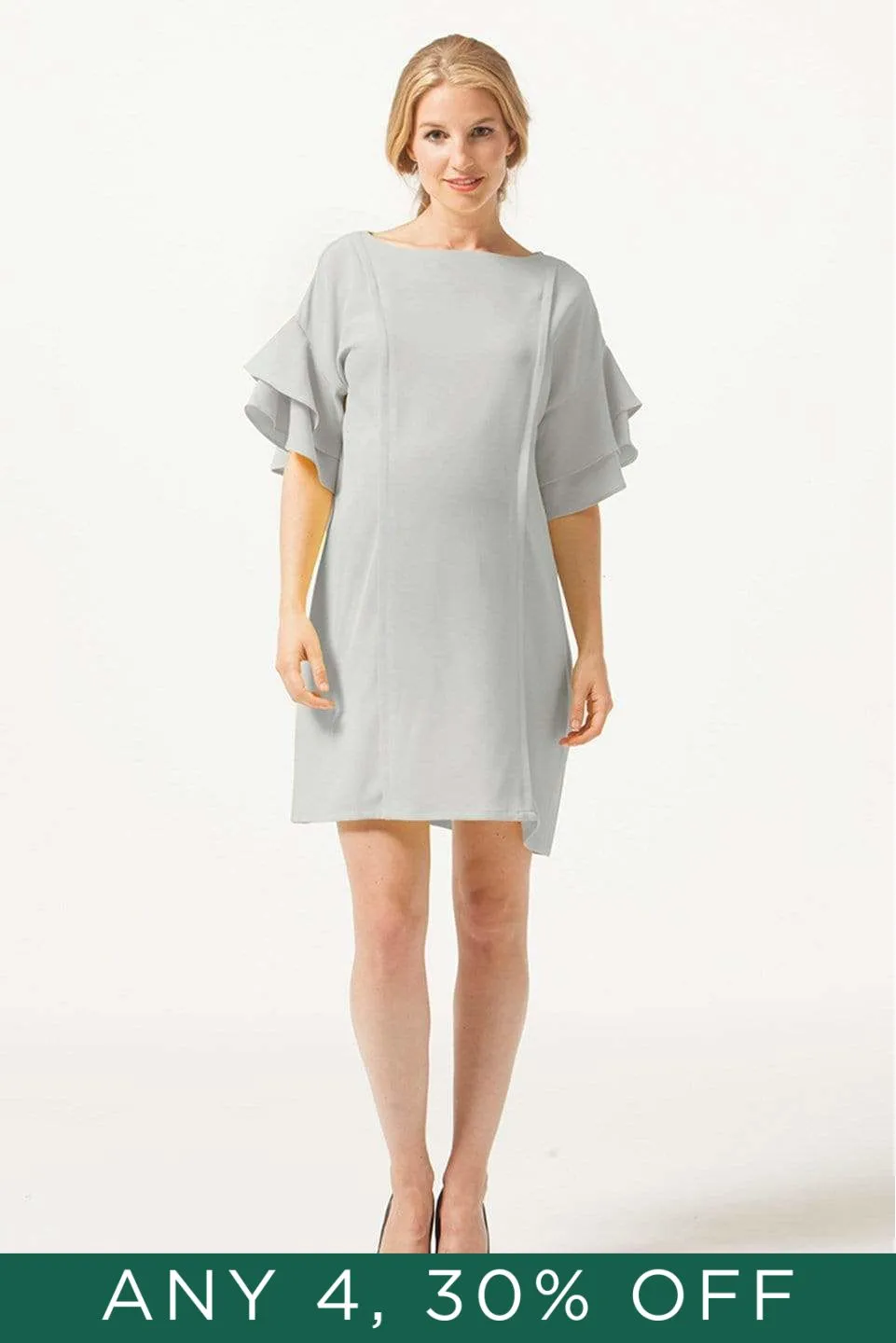 Flare Sleeve Yulia Nursing Dress Grey