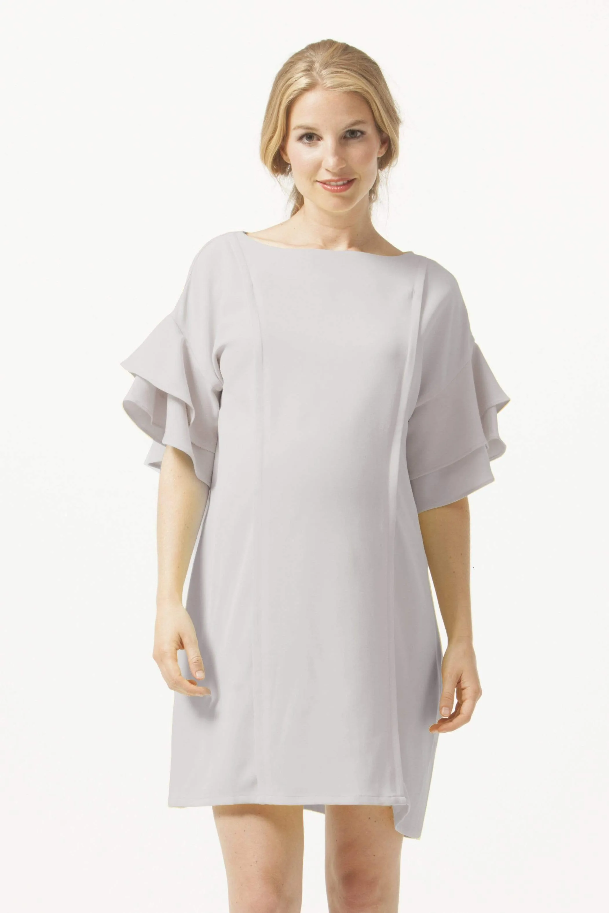 Flare Sleeve Yulia Nursing Dress Grey