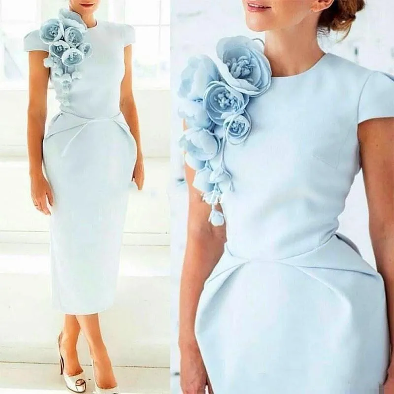 Floral Tea Length Mother of the Bride Dress