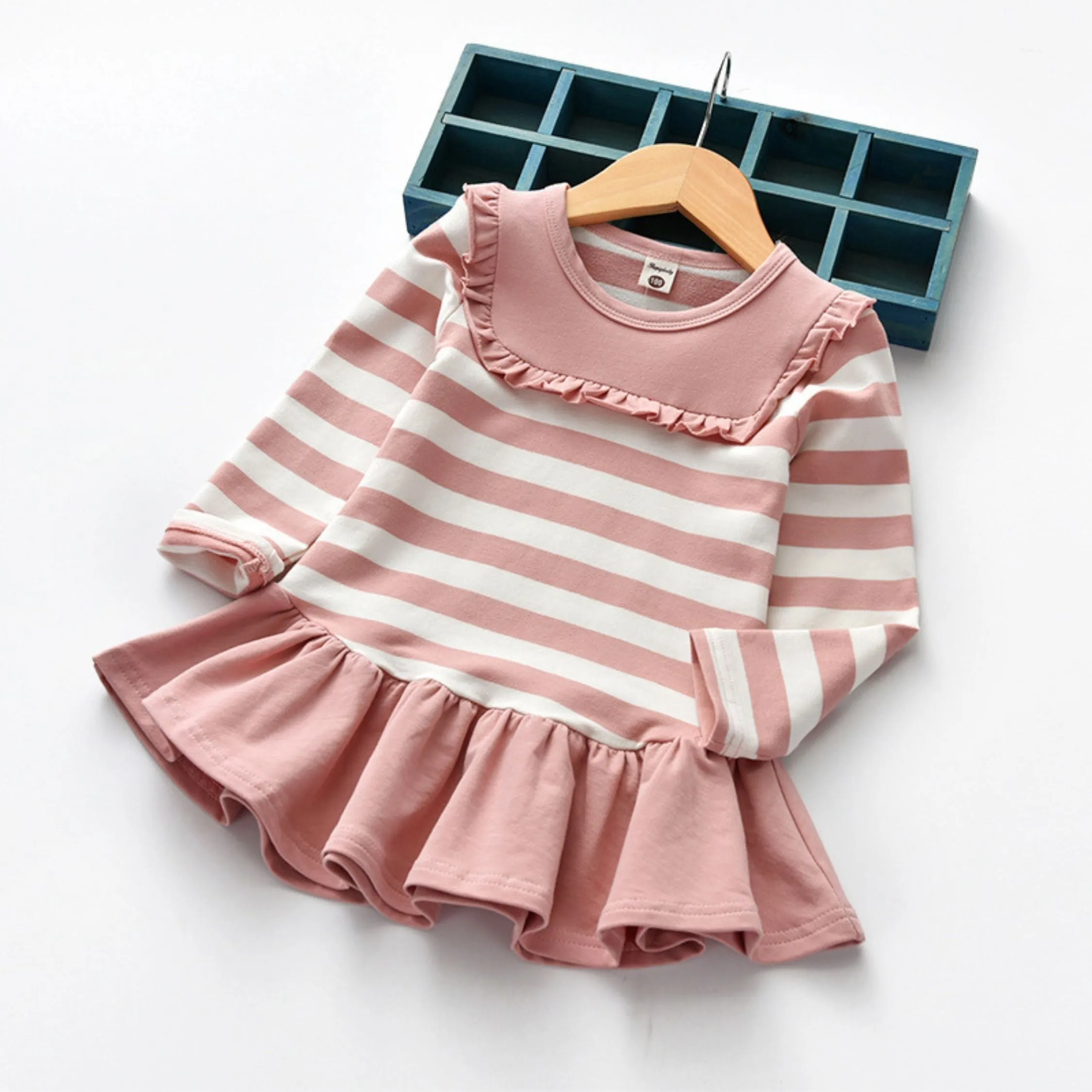 Full Sleeve Ruffle Theme  Girls Dress, Multicolour