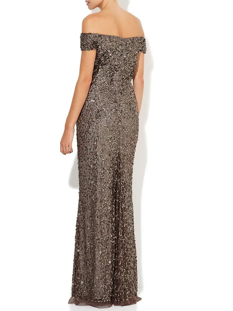 Giselle Gunmetal Hand Beaded Gown