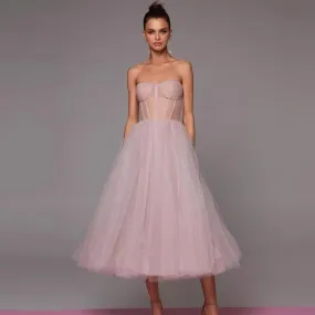 Glamorous Formal Tea-Length Tulle Dress