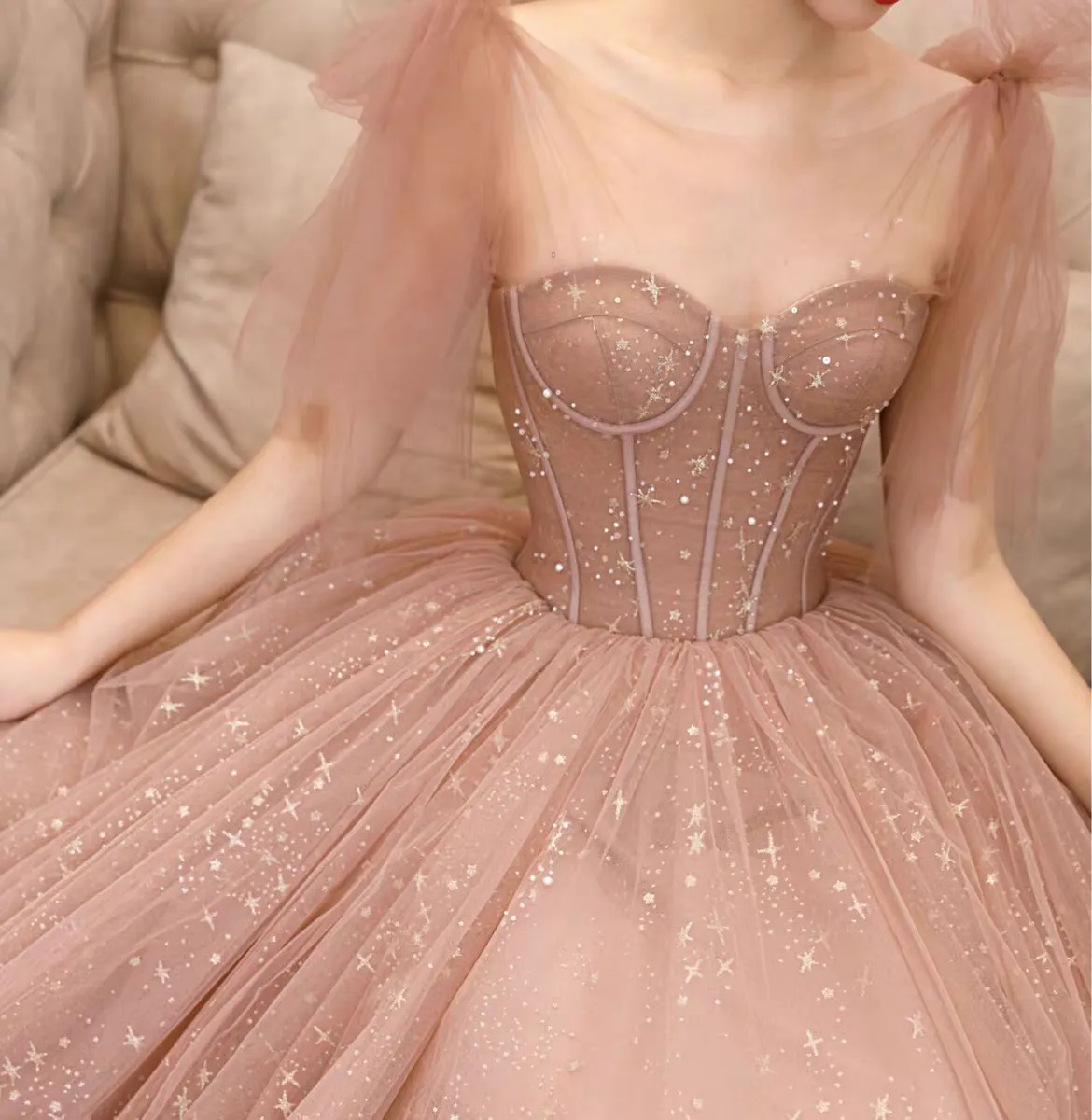 Gorgeous Sequin Tulle A-line Prom Dresses, 2021 Prom Dresses, Formal Dresses, Celebrity Dresses