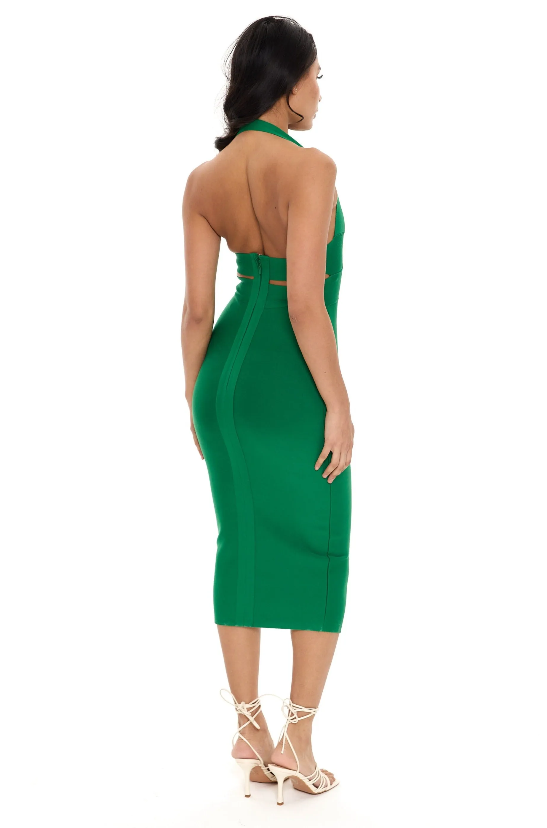 Green Bandage Cut Out Midi Dress