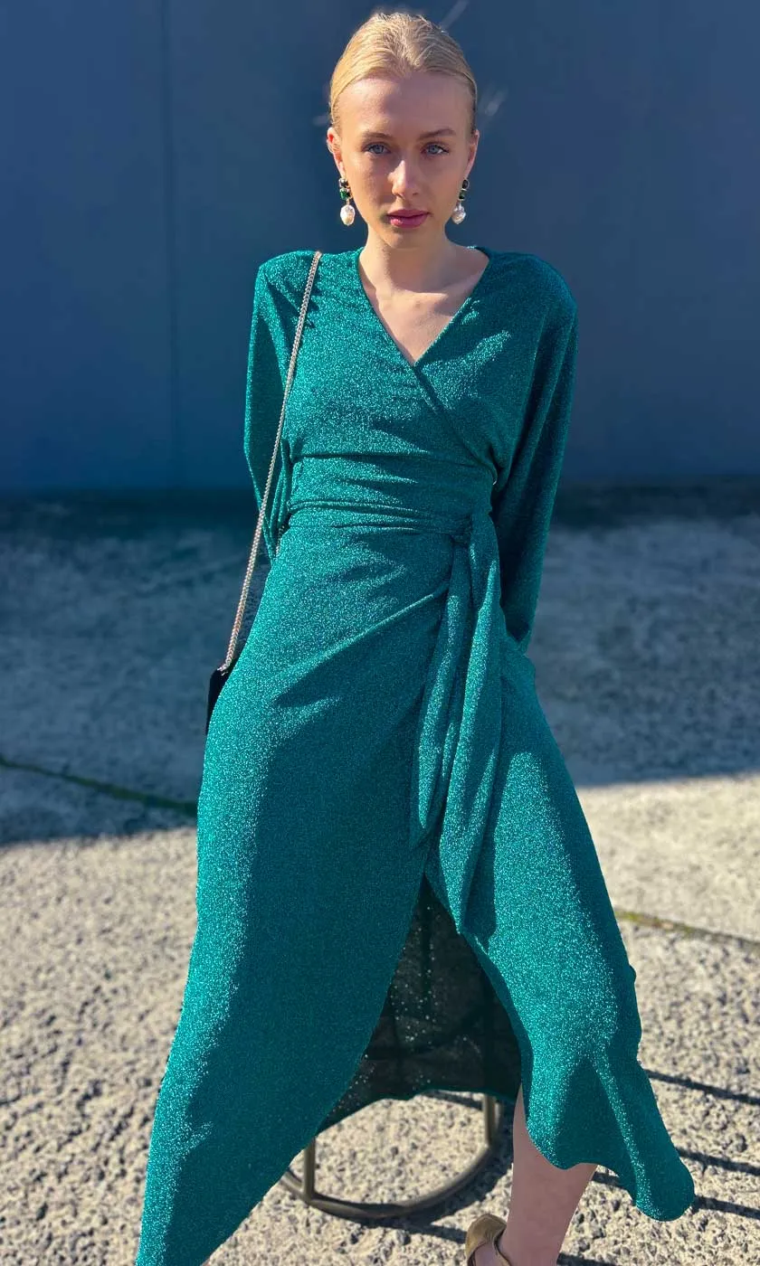 HOSS Glam Wrap Dress - Jade