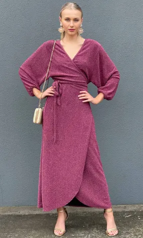 HOSS Glam Wrap Dress - Raspberry