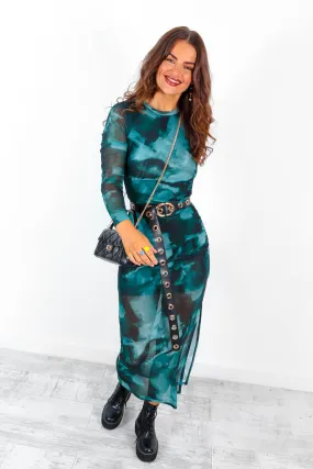 Hot Mesh - Green Tie Dye Mesh Midi Dress