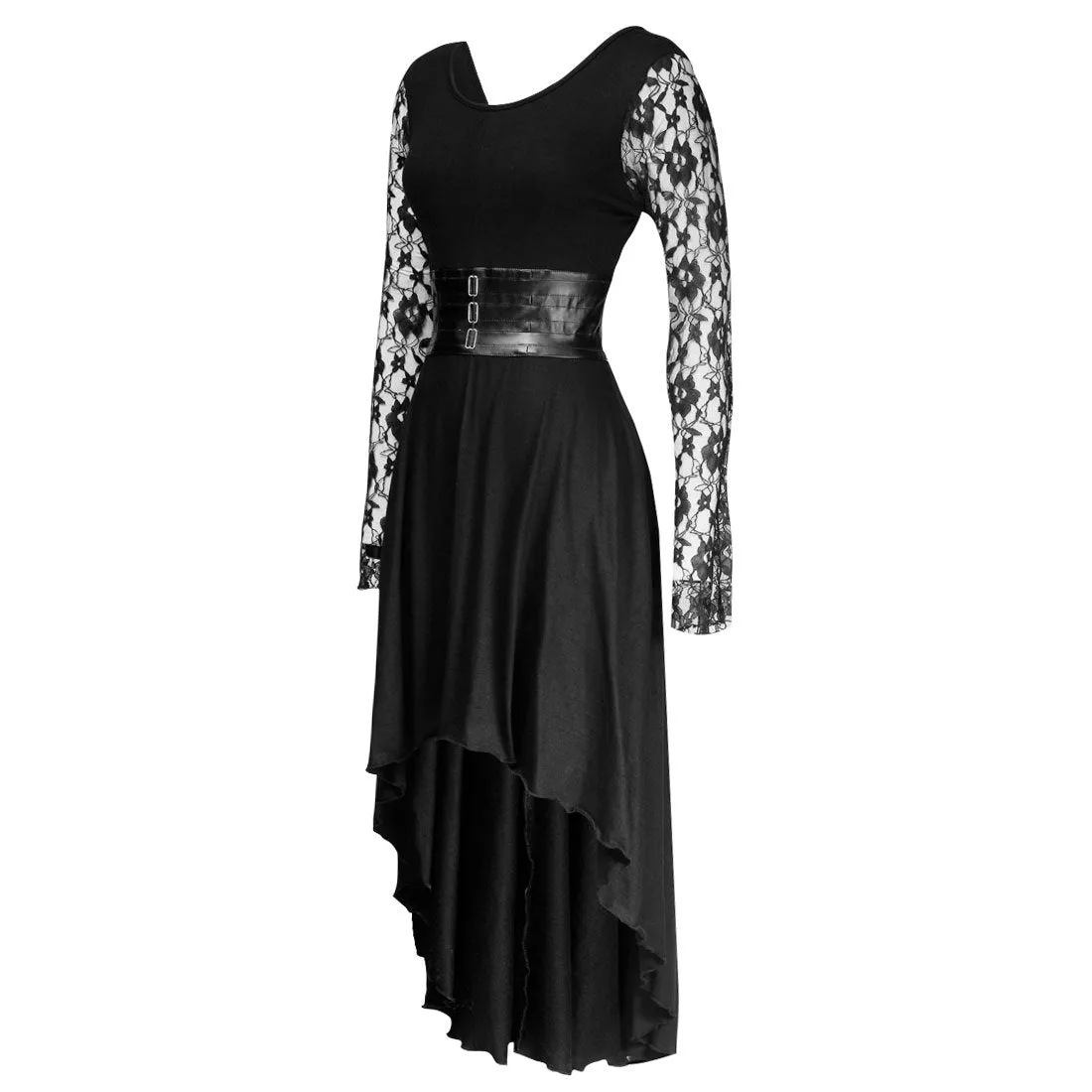 Jacquie Black Round Neck Gothic Dress