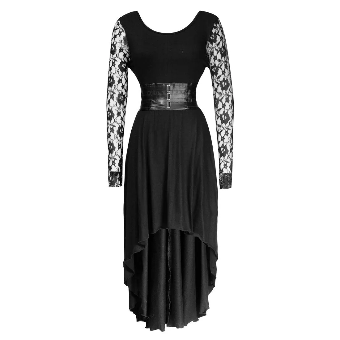 Jacquie Black Round Neck Gothic Dress