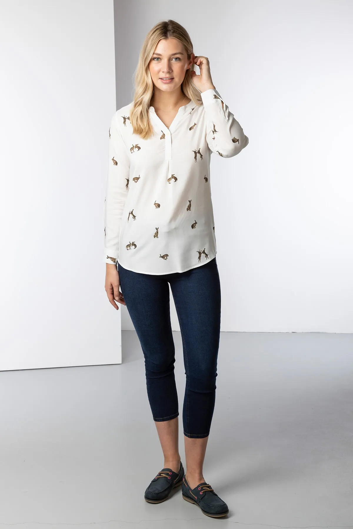 Ladies Long Sleeved Printed Blouse