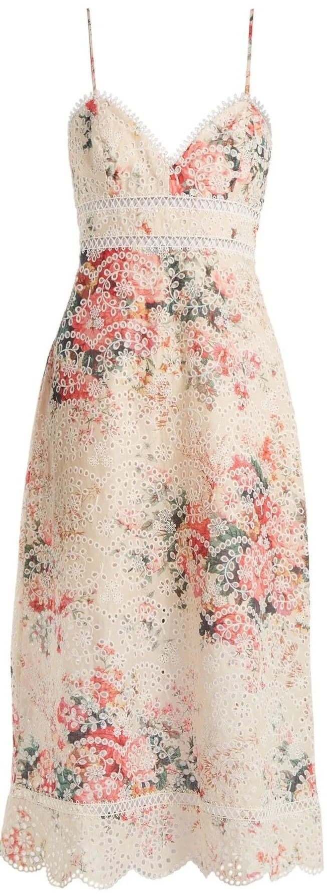 'Laelia' Floral-Print Broderie-Anglaise Dress