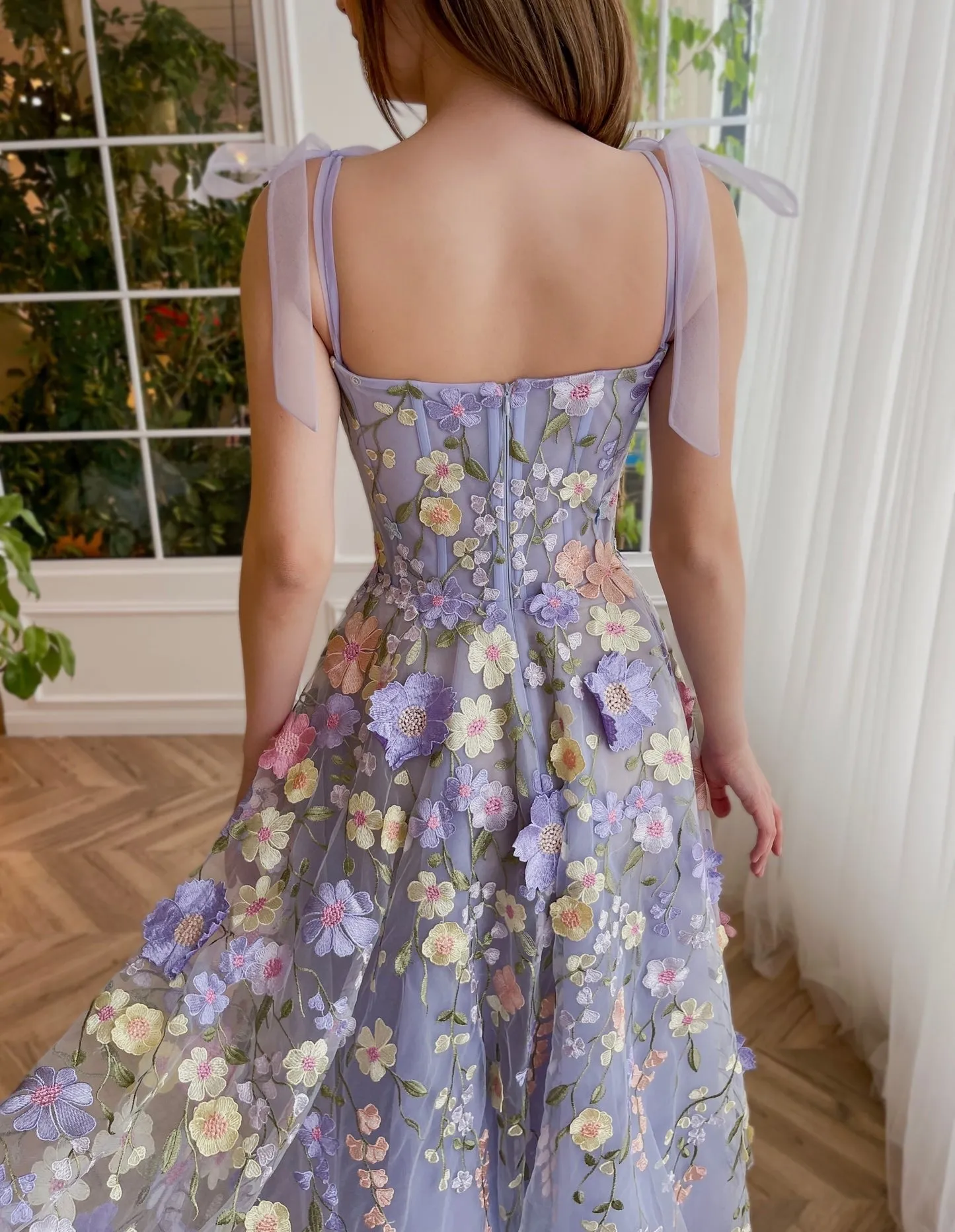 Lavender Bloom Newest 2023 Long Prom Dresses, Elegant Floral Girl Party Dresses, Fashion Formal  Couture Dresses