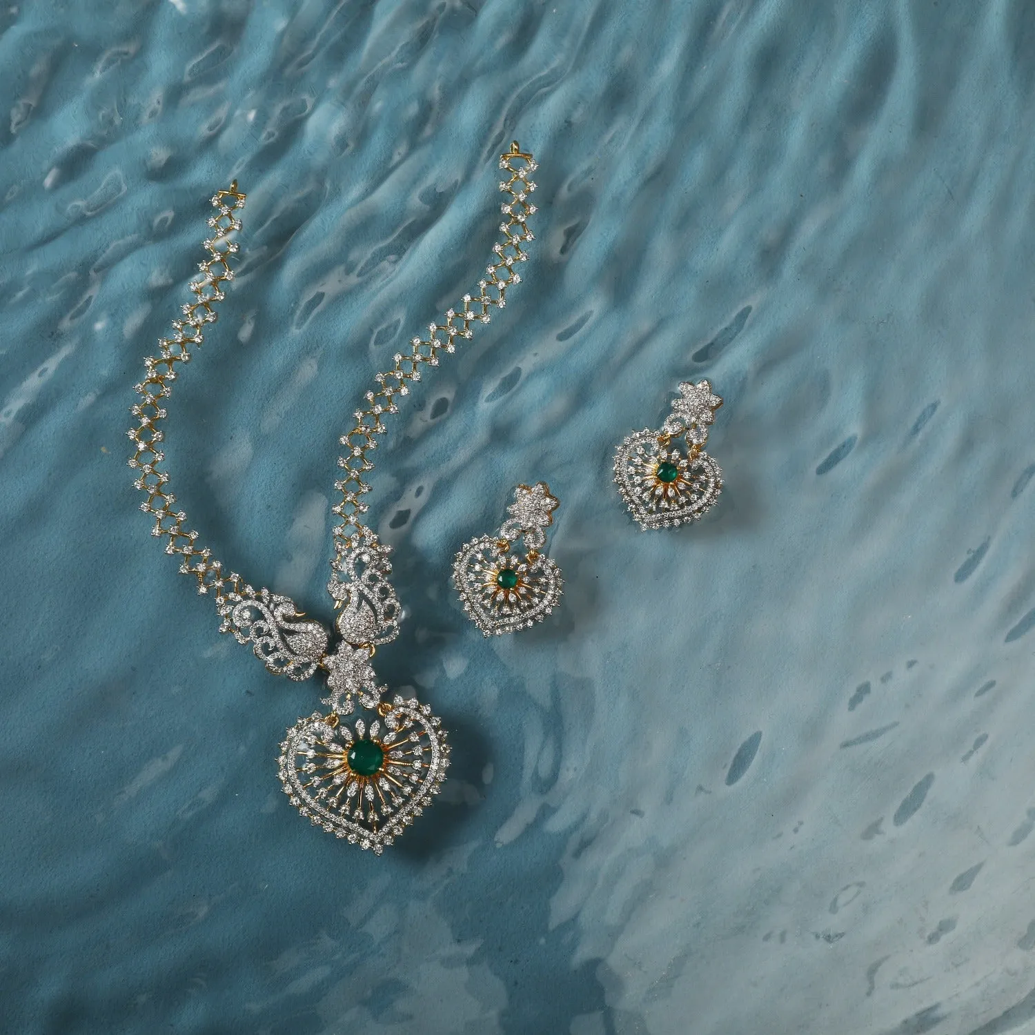 Leepa CZ Silver Necklace Set