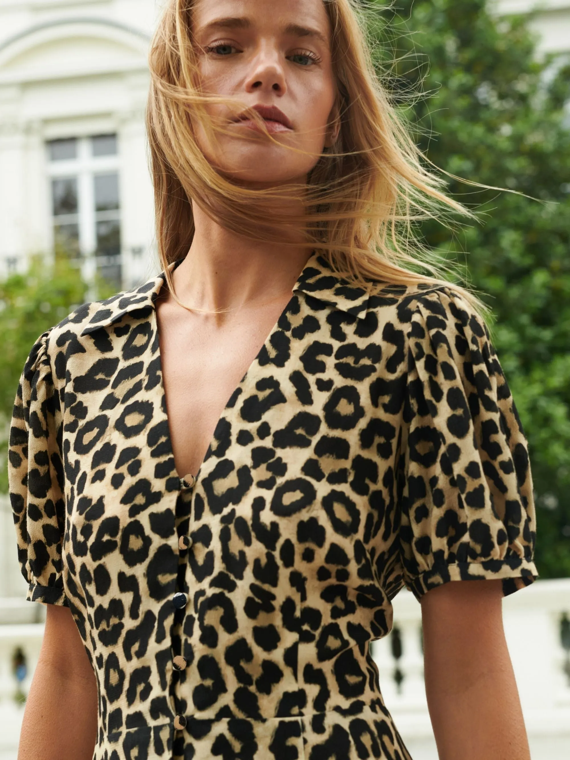 Leopard Print Button Through Shirt Dress