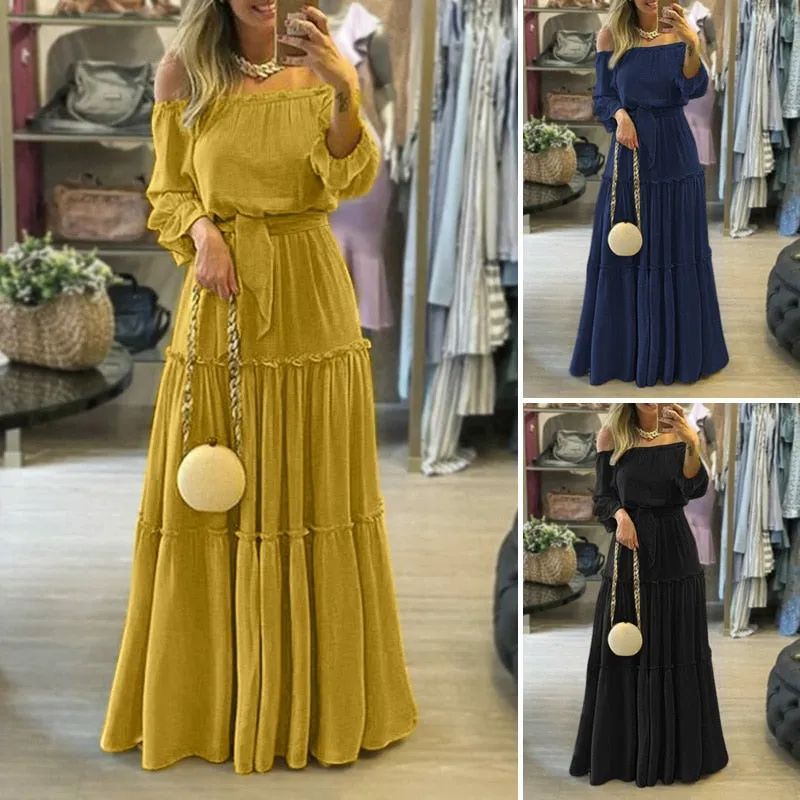 Long Off-Shoulder Boho Dress