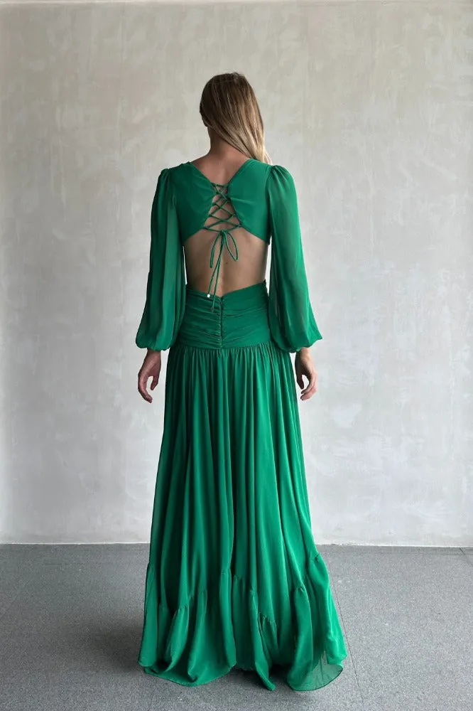 Long Sleeve Cut-Out Maxi Dress