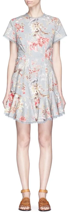 'Mercer' Flutter Cutout Back Floral Print Dress