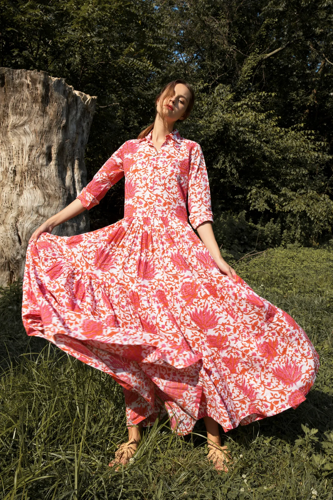 Meredith Floral Dress Coral