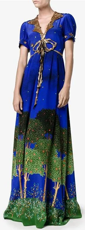 'Midnight Garden' Sequin Embellished Maxi Dress