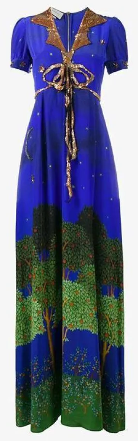 'Midnight Garden' Sequin Embellished Maxi Dress