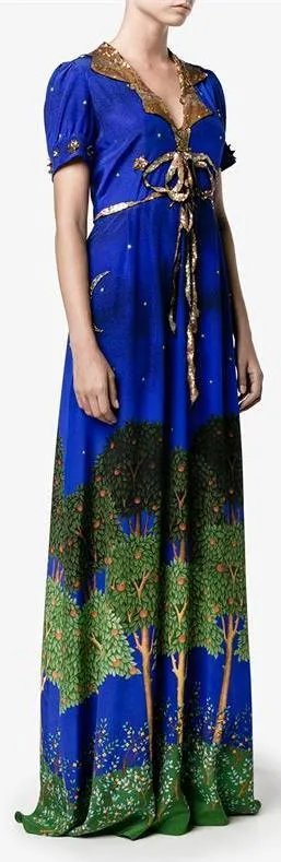 'Midnight Garden' Sequin Embellished Maxi Dress