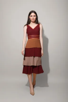 Multicolour Pleated Midi Dress