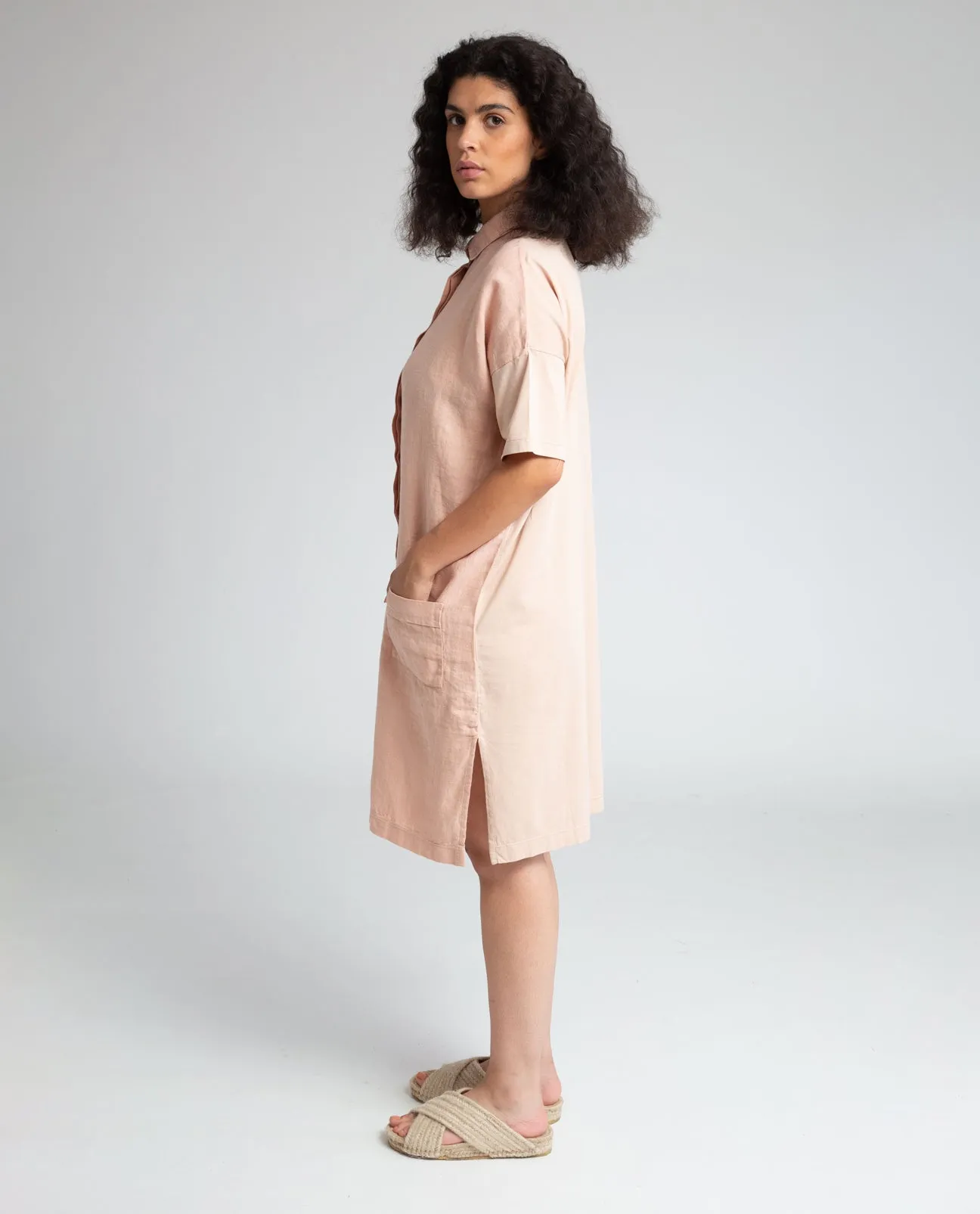 Natasha-May Organic Cotton & Linen Dress In Crepe