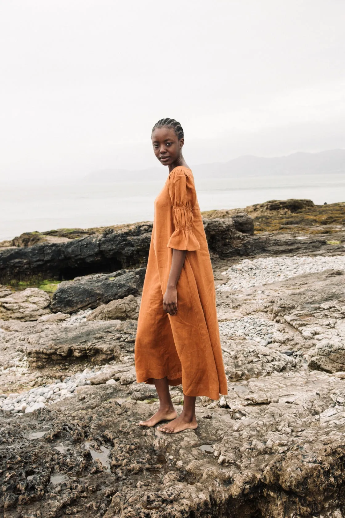 Nerissa Linen Dress in Pecan