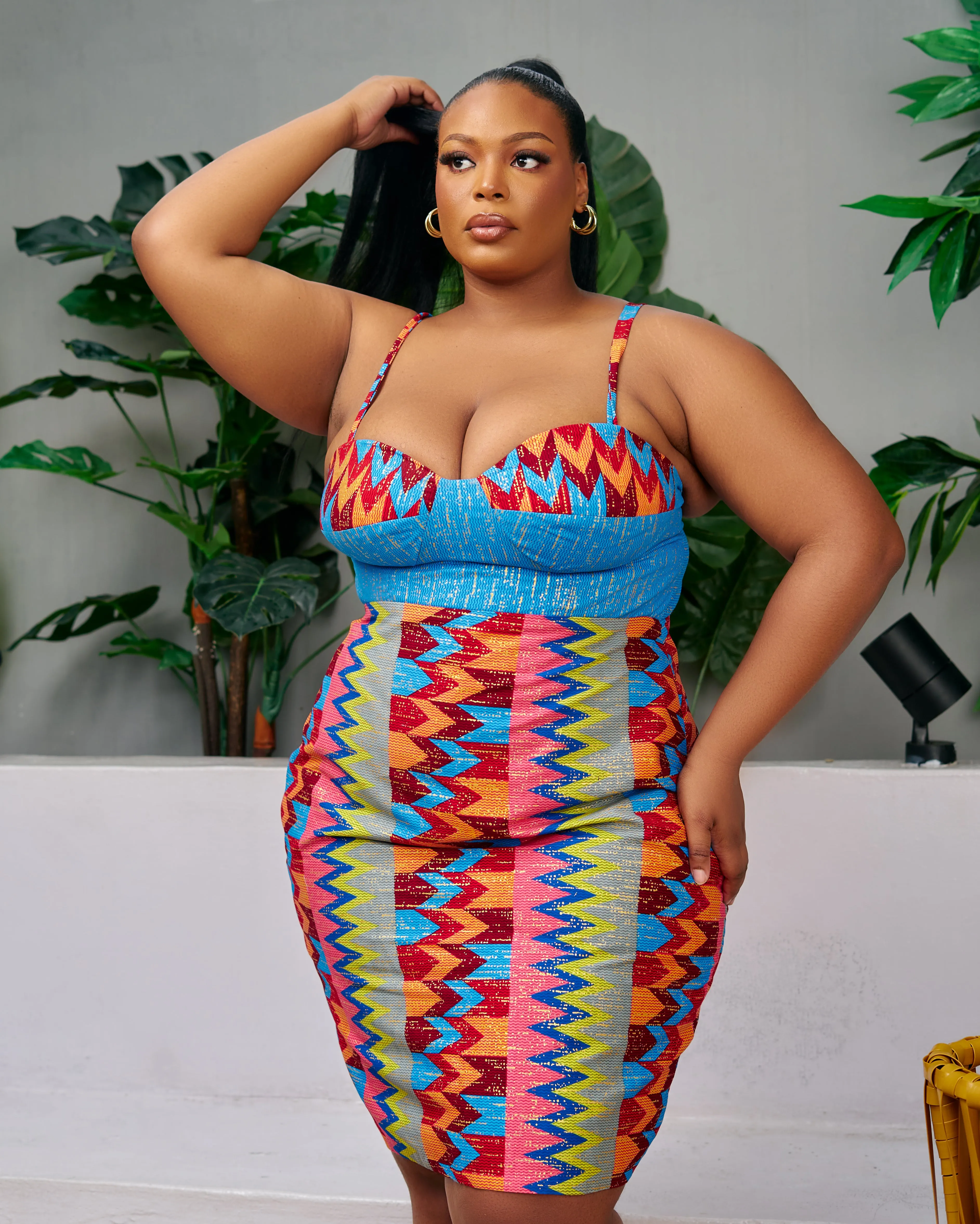 New in African Print Kente Corset Midi Dress - Nkem