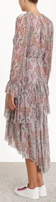 'Ninety-Six' Paisley Frill Asymmetric Dress