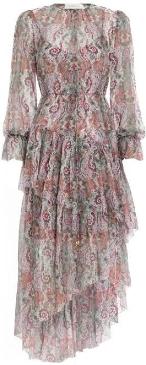 'Ninety-Six' Paisley Frill Asymmetric Dress