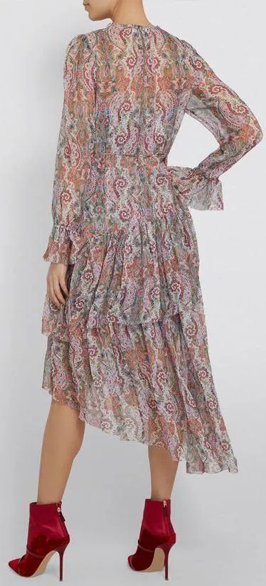 'Ninety-Six' Paisley Frill Asymmetric Dress