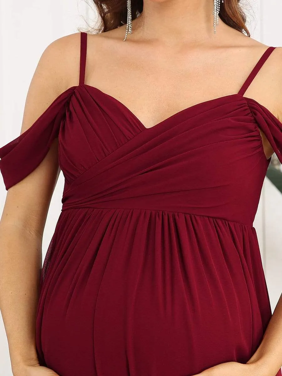 Off-Shoulder Spaghetti Strap A-Line Maternity Dress