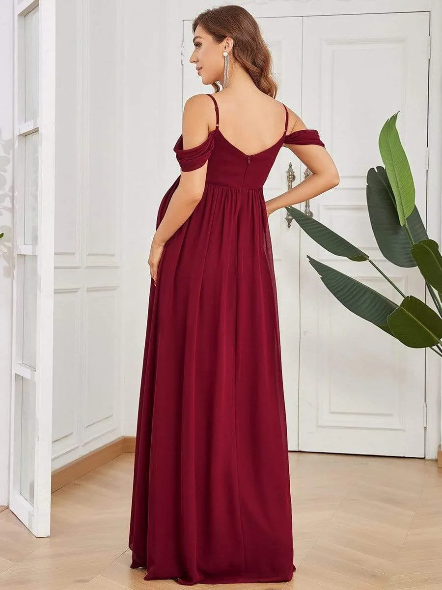 Off-Shoulder Spaghetti Strap A-Line Maternity Dress