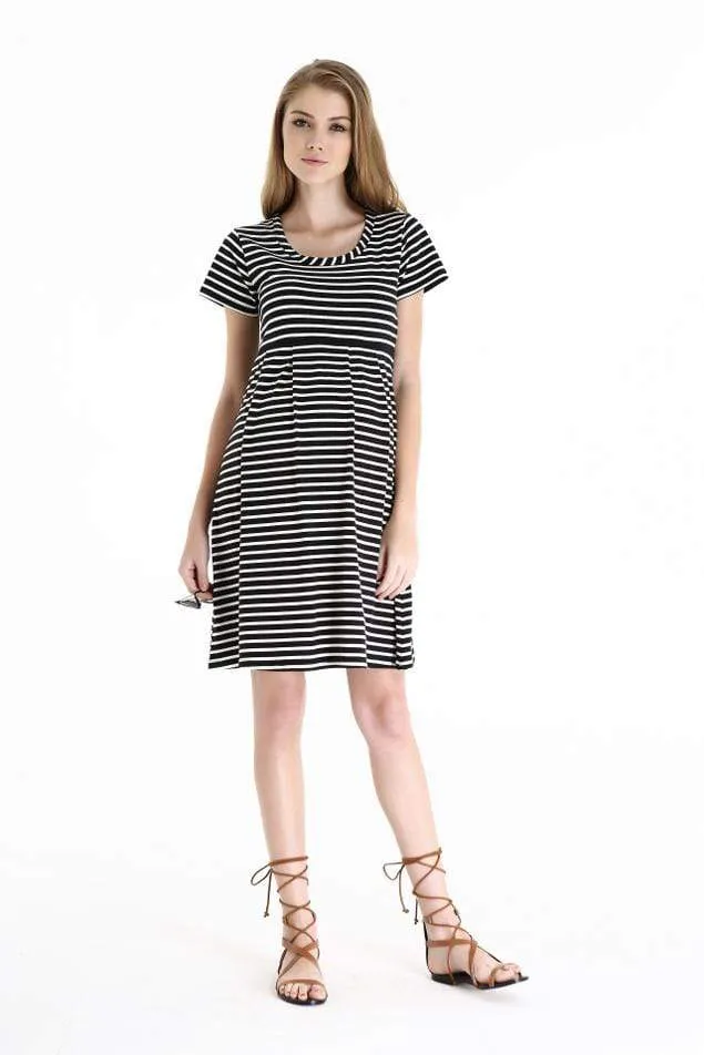 Patience Black Stripe Short Sleeve Dress