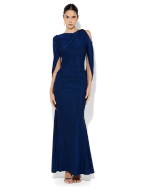 Elegant Peta Sapphire Gown with Lurex Fabric