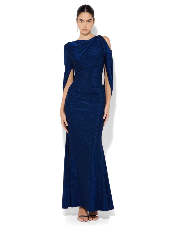 Elegant Peta Sapphire Gown with Lurex Fabric