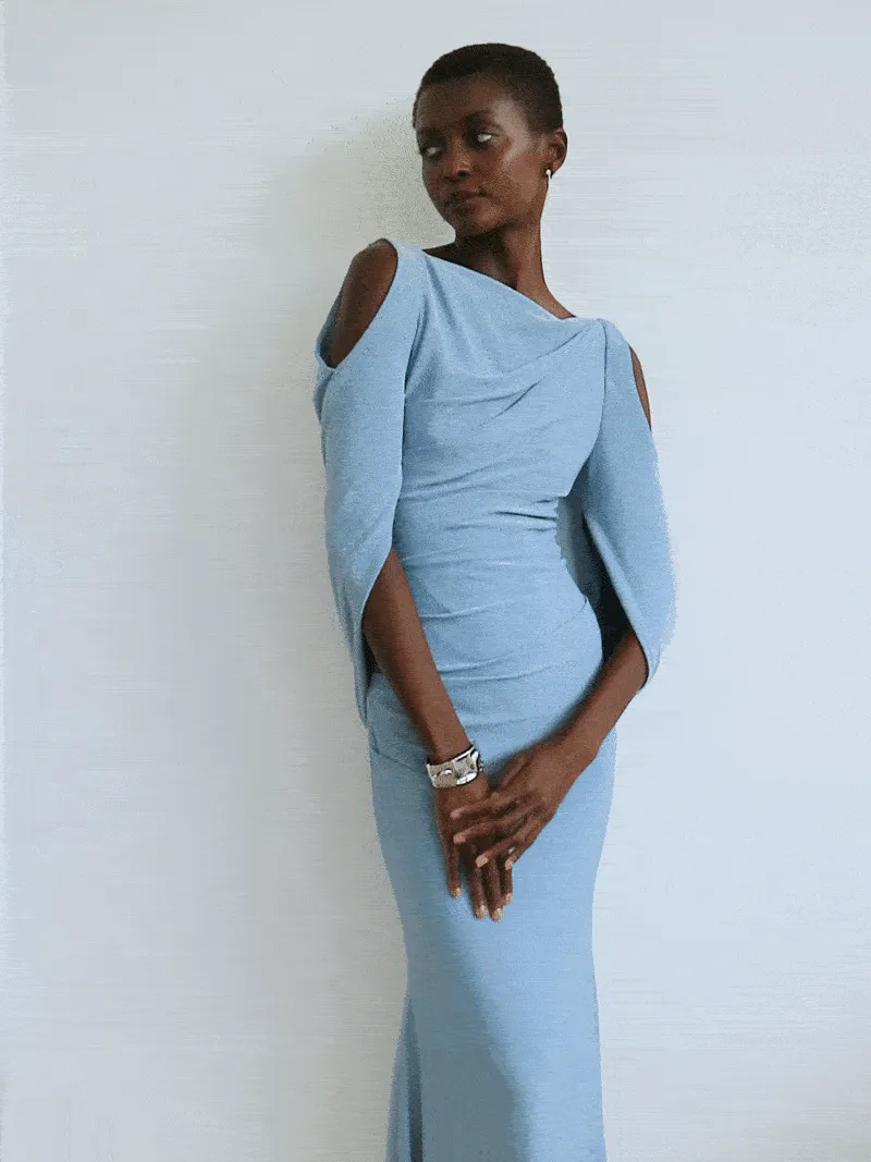 Peta Sky Blue Lurex Gown