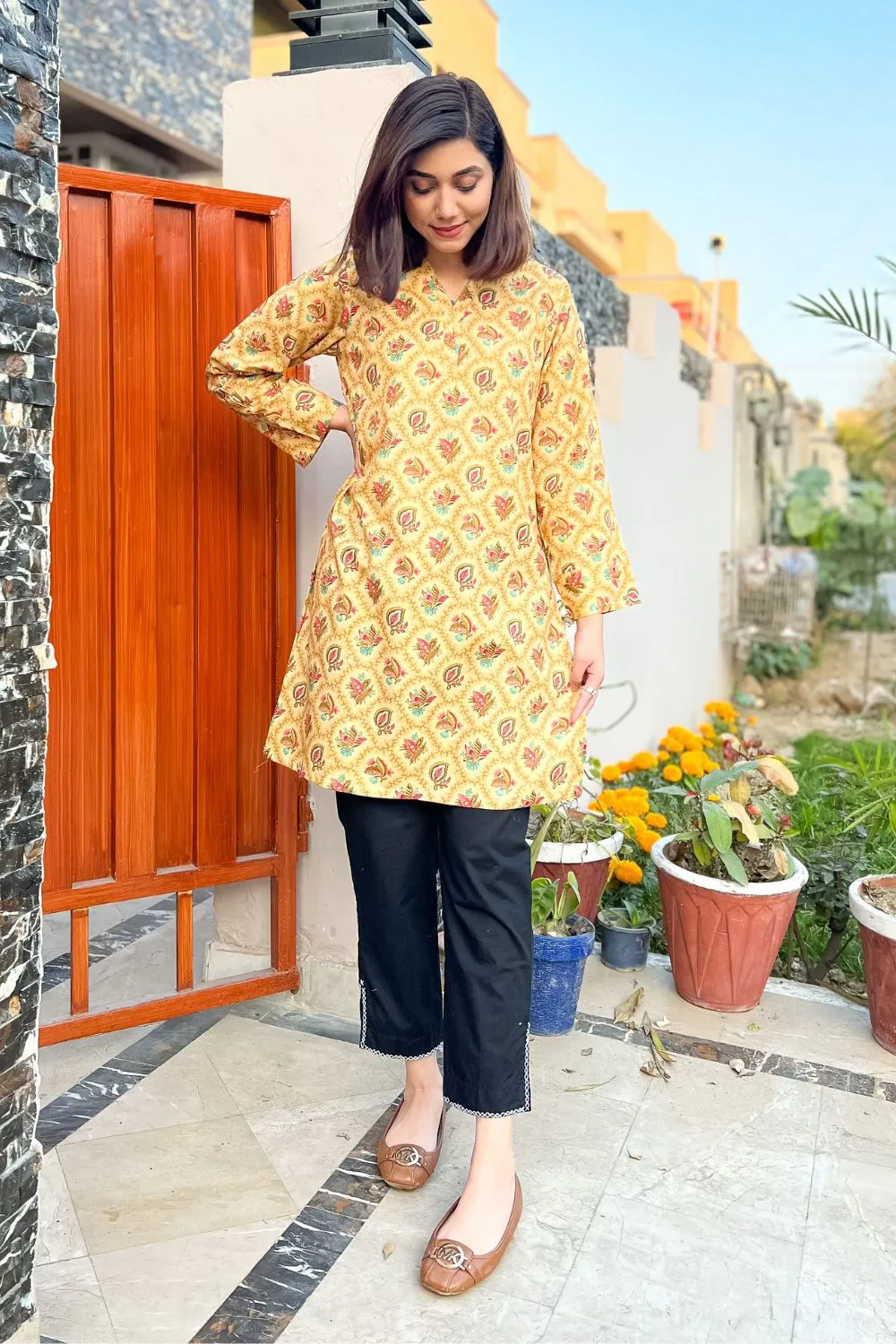 Printed Khaddar Kurti - D39