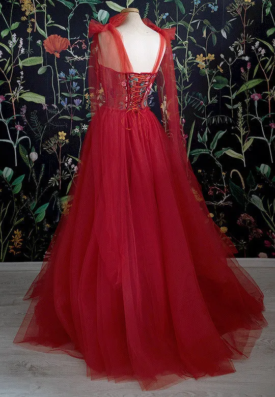 Red Long Evening Dress Elegant,Best Formal Dress