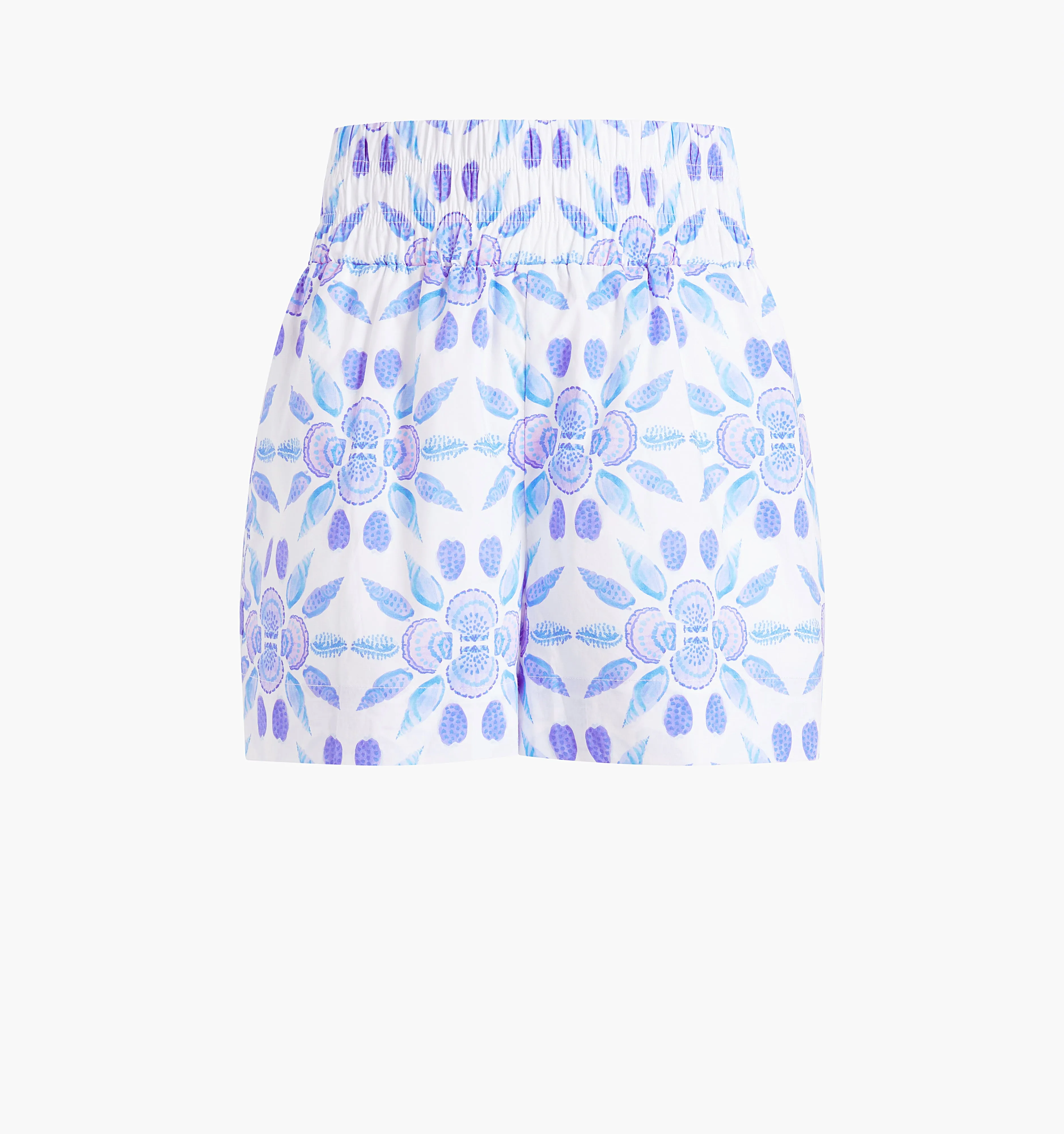 The Livie Nap Shorts - Blue Shell Mosaic Cotton