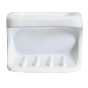 White Wall Mounted Bathroom Soap Dish with Grab Bar